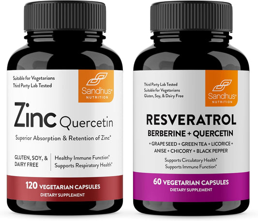 Immune Health Support Capsules with Zinc, Quercetin & Resveratrol by Sandhu