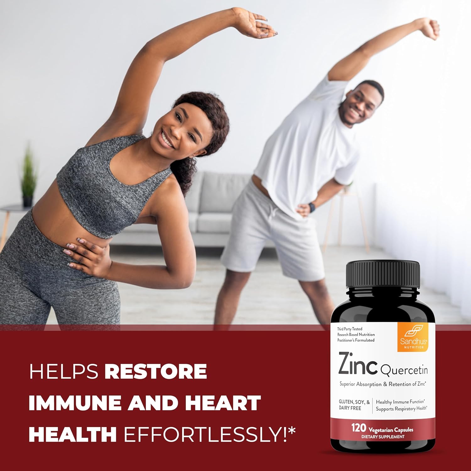 Immune Health Support Capsules with Zinc, Quercetin & Resveratrol by Sandhu