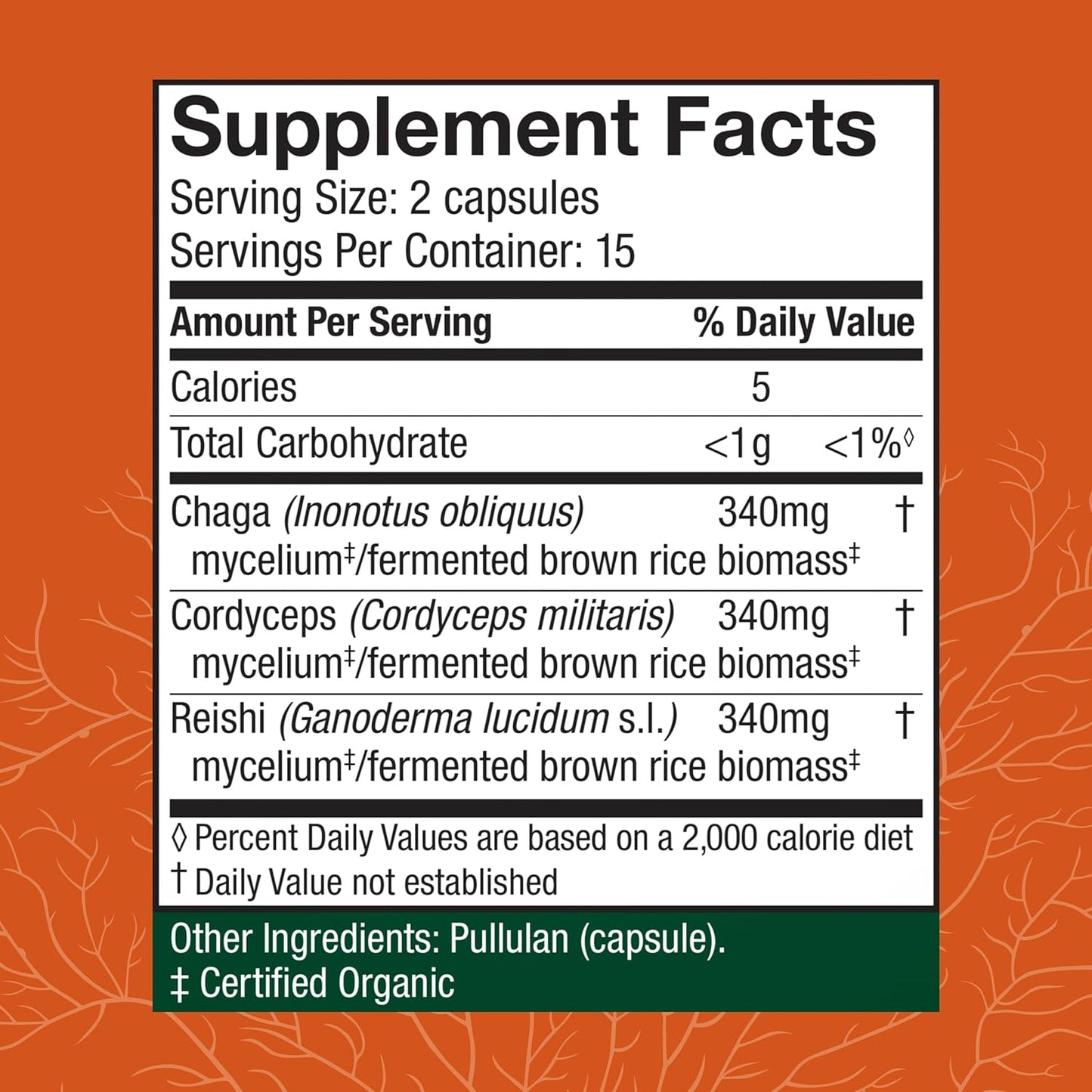 Immune & Respiratory Support Mushroom Capsules with Chaga, Reishi & Cordyceps - Herbal Lung Health Supplement - 30 Capsules
