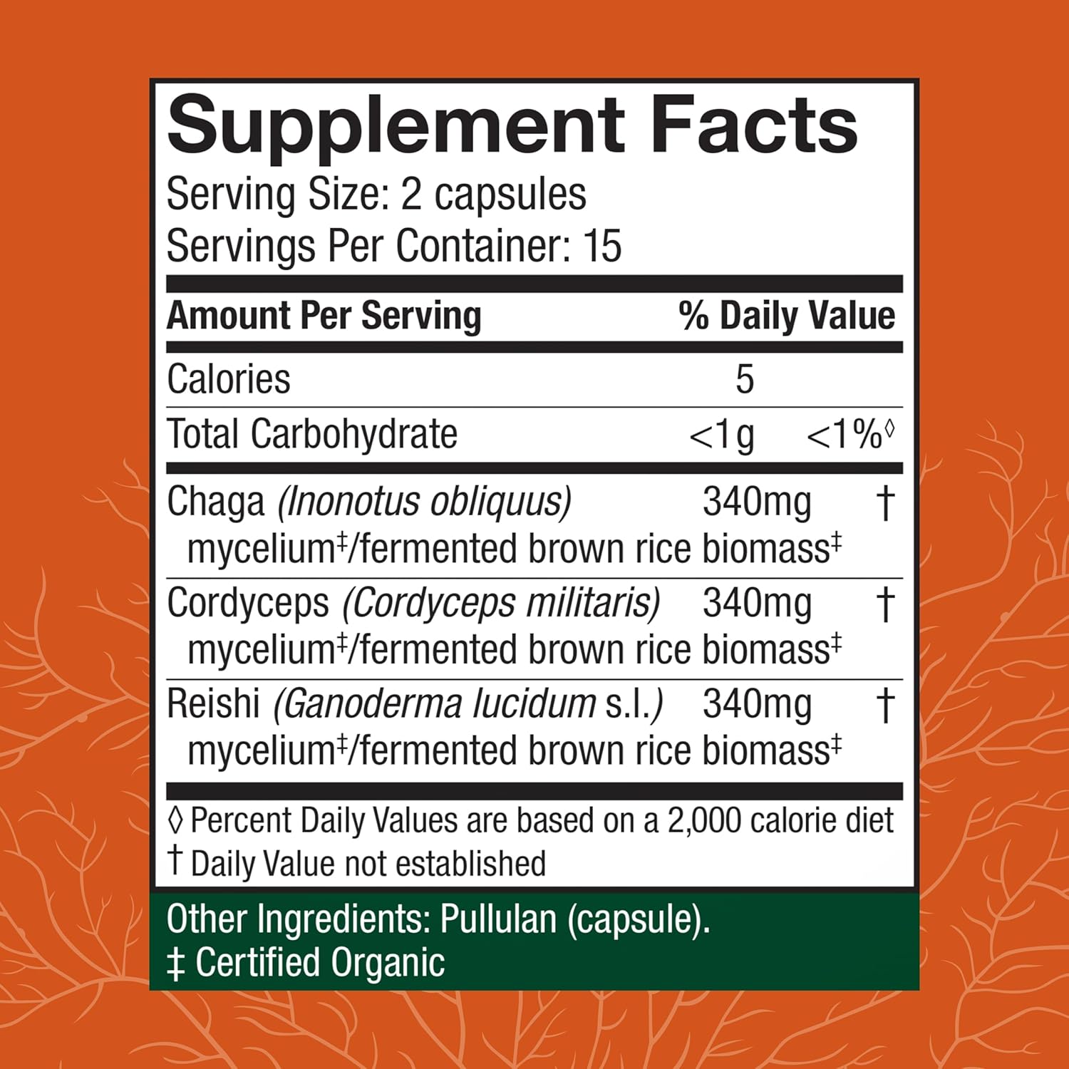 Immune & Respiratory Support Mushroom Capsules with Chaga, Reishi & Cordyceps - Herbal Lung Health Supplement - 30 Capsules