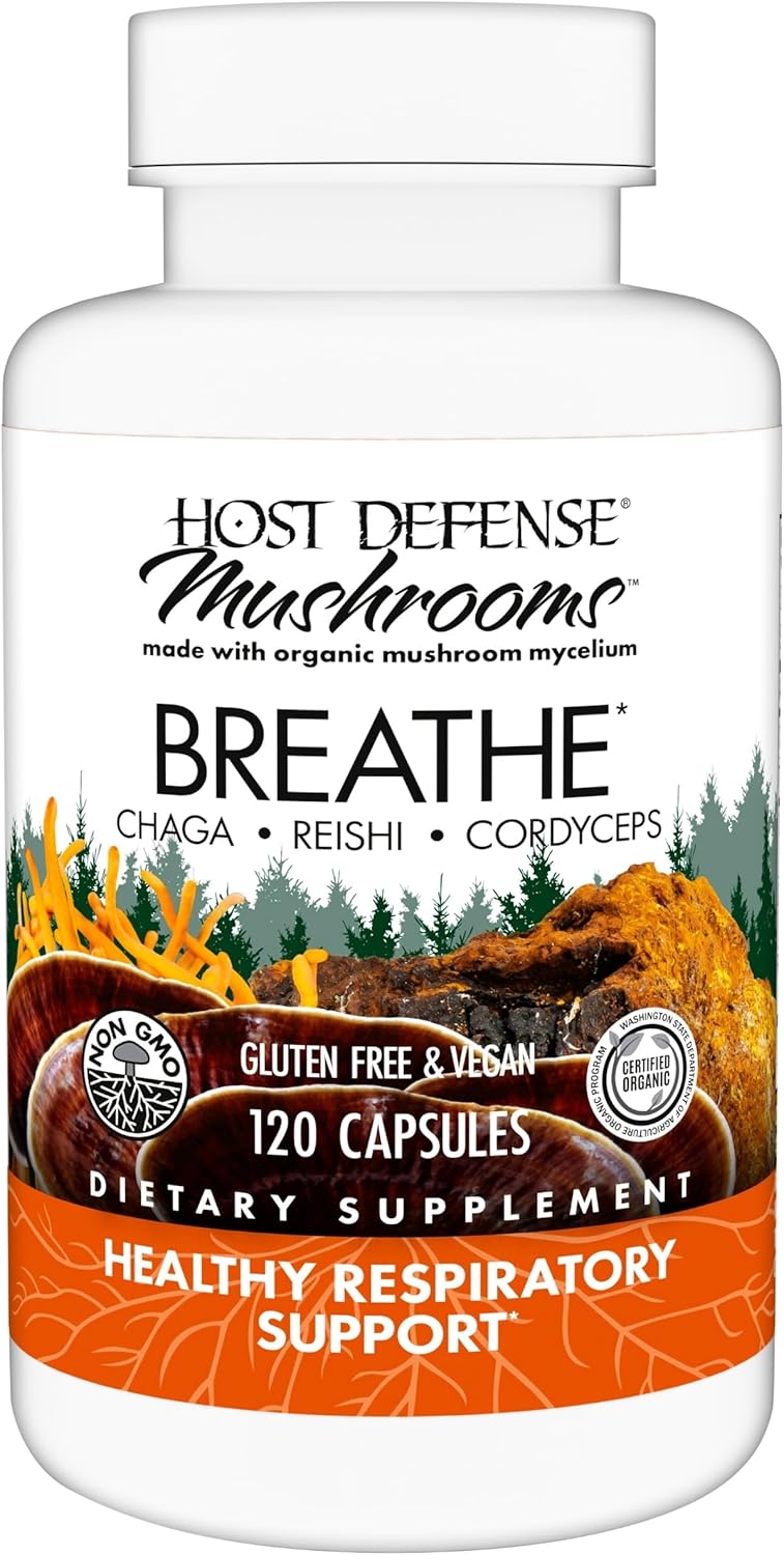 Immune & Respiratory Support Mushroom Supplement with Chaga, Reishi, and Cordyceps - 120 Capsules