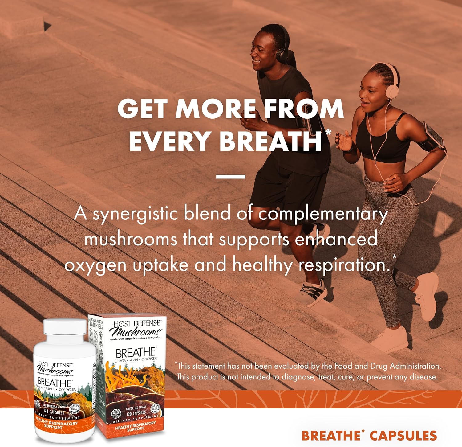 Immune & Respiratory Support Mushroom Supplement with Chaga, Reishi, and Cordyceps - 120 Capsules