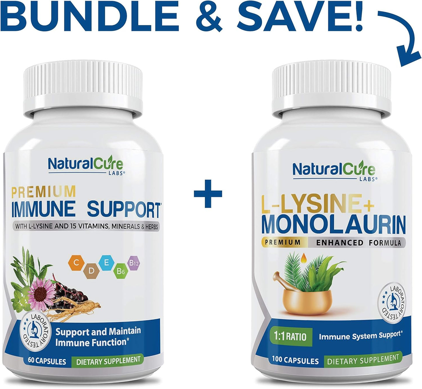 Immune Support Bundle: L-Lysine, Monolaurin, and More from Natural Cure Labs