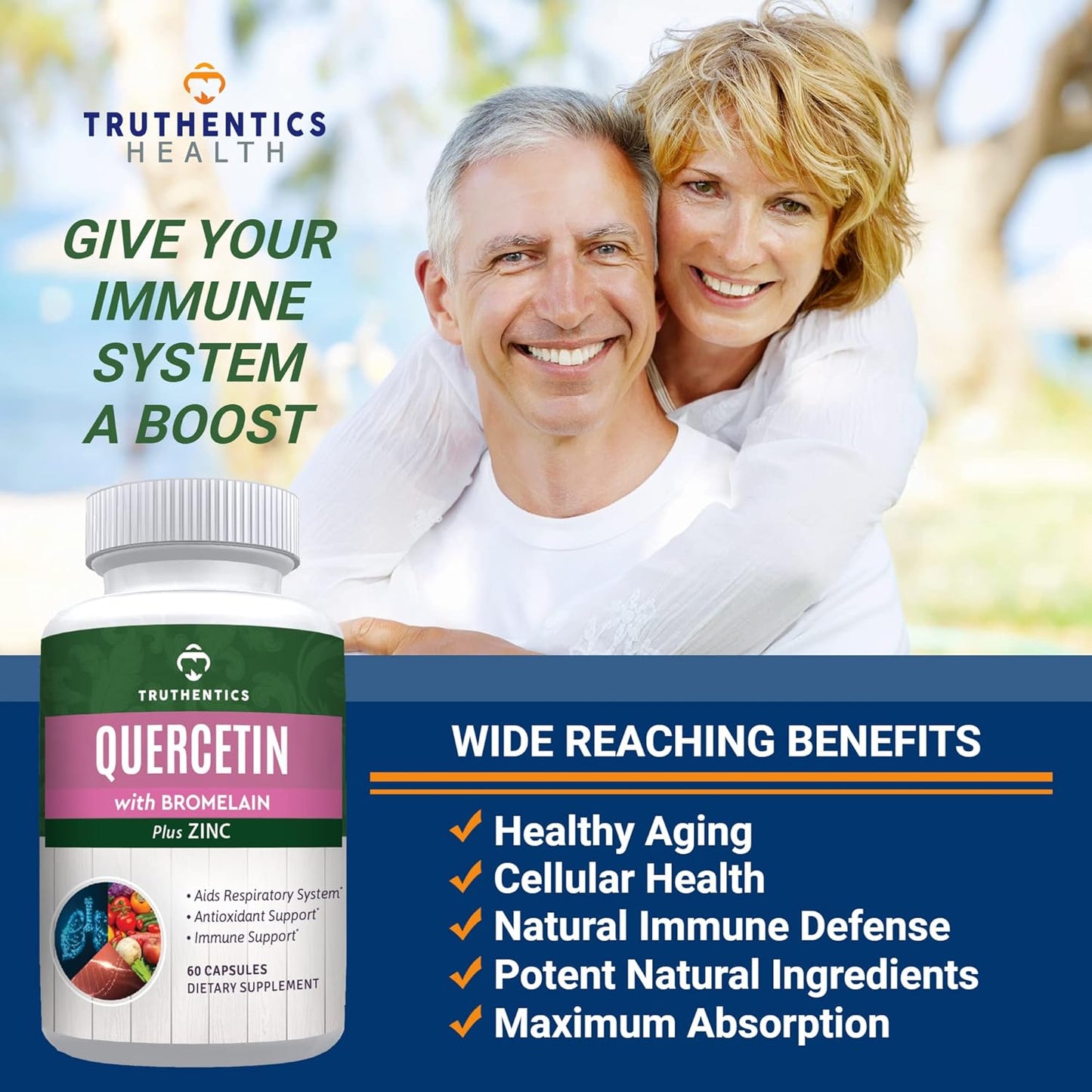 Immune Support Bundle: Truthentics Quercetin, Bromelain, Zinc, and Advanced Probiotic with Prebiotics - Gluten Free & Non-GMO - Respiratory and Digestive Health