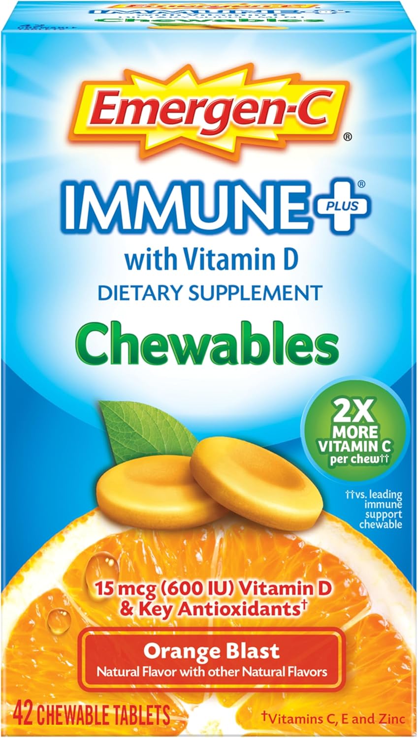 Immune Support Chewable Tablets with Vitamin C & D - Orange Blast Flavor - 42 Count