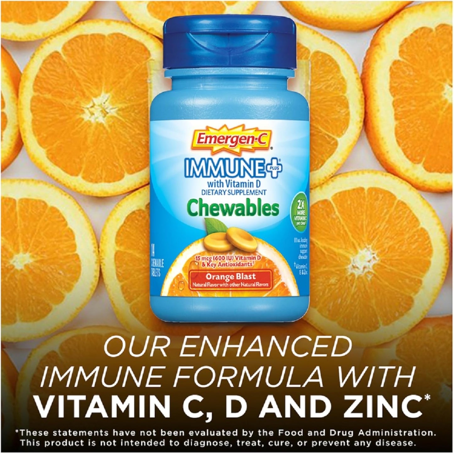 Immune Support Chewable Tablets with Vitamin C & D - Orange Blast Flavor - 42 Count