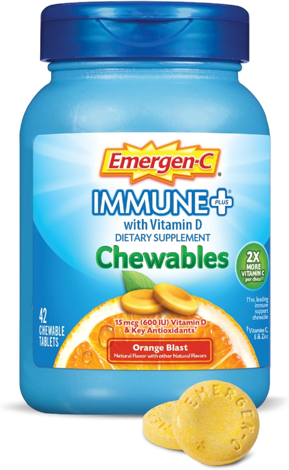 Immune Support Chewable Tablets with Vitamin C & D - Orange Blast Flavor - 42 Count