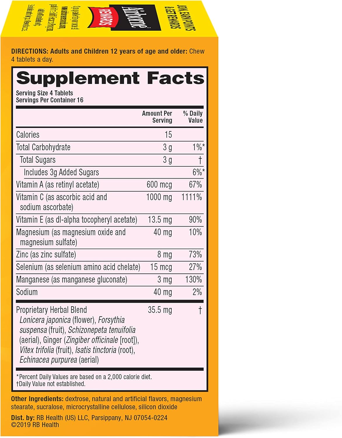 Immune Support Citrus Chewable Tablets with Vitamin C 1000mg - Gluten-Free Supplement with Antioxidants, Zinc, Echinacea, and Ginger
