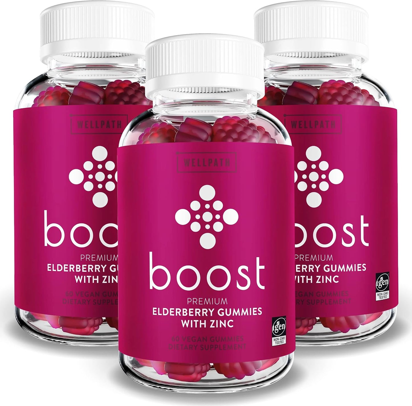 Immune Support Elderberry Gummies with Vitamin C - 3-Pack for Adults | Boosts Immunity with Zinc | Vegan, 180 Ct