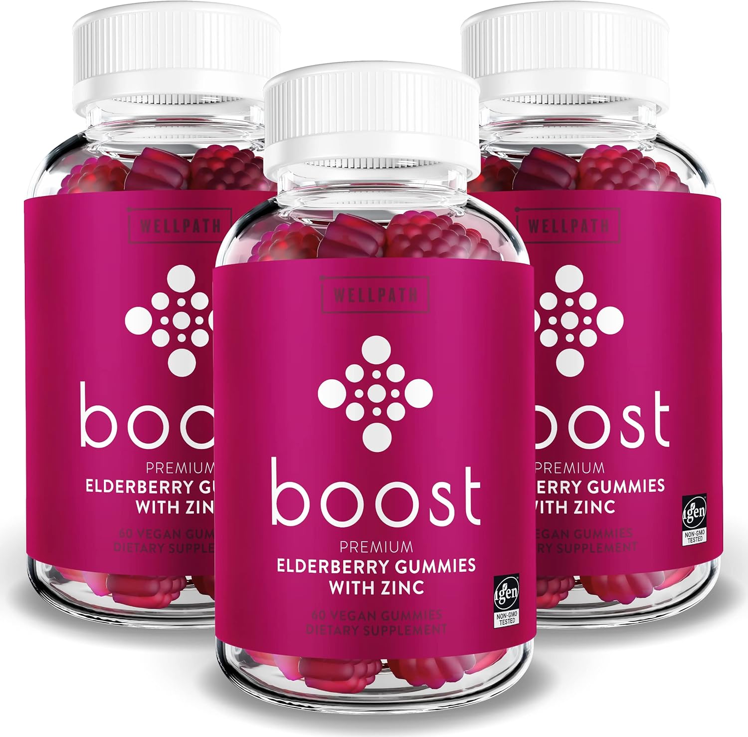 Immune Support Elderberry Gummies with Vitamin C - 3-Pack for Adults | Boosts Immunity with Zinc | Vegan, 180 Ct