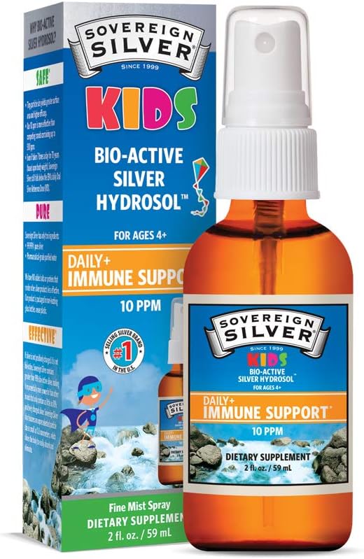 Immune Support Family Bundle: Sovereign Silver Bio-Active Silver Hydrosol - Dropper & Fine Mist, 4 oz & 2 oz