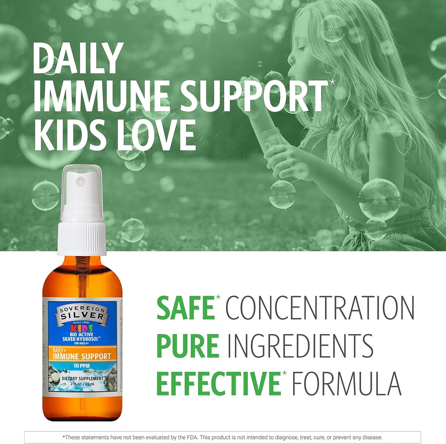 Immune Support Family Bundle: Sovereign Silver Bio-Active Silver Hydrosol - Dropper & Fine Mist, 4 oz & 2 oz