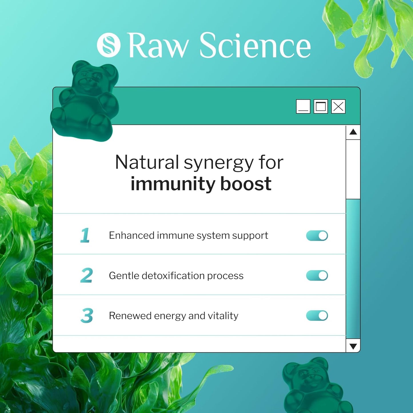 Immune Support Gummies with Sea Moss, Black Seed Oil, and Manuka Honey for Detox and Thyroid Support - 60 Count