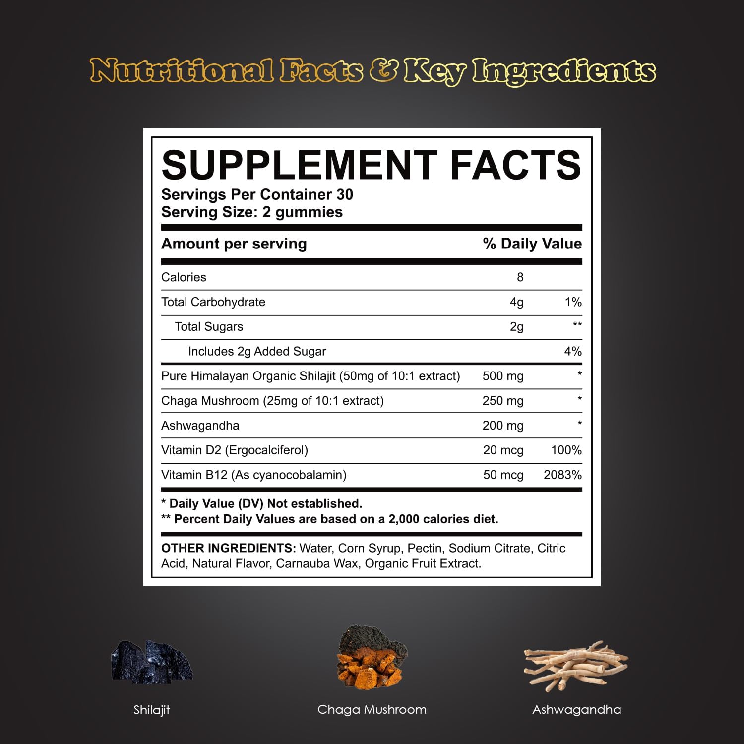Immune Support Gummies with Shilajit & Ashwagandha for Men and Women - 60 Star Shaped Dietary Supplements