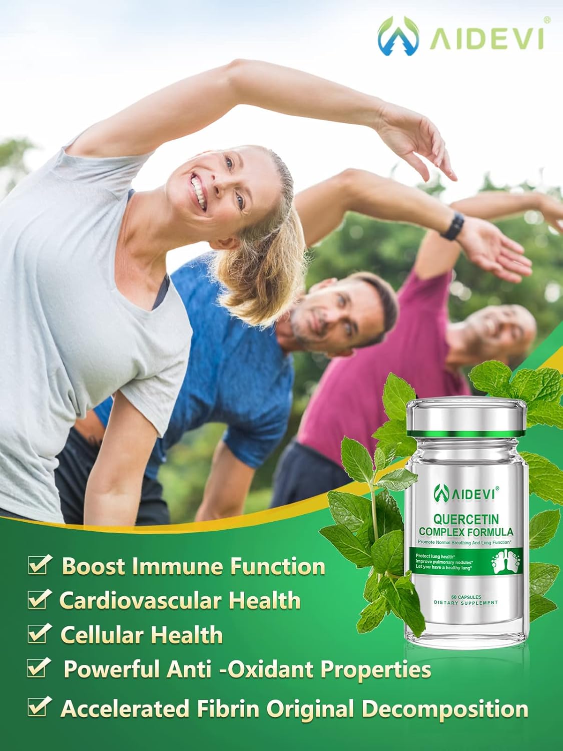 Immune Support & Lung Health Supplement with Quercetin, Bromelain, Vitamin C, & Pteris Multifida Extract - 60 Capsules
