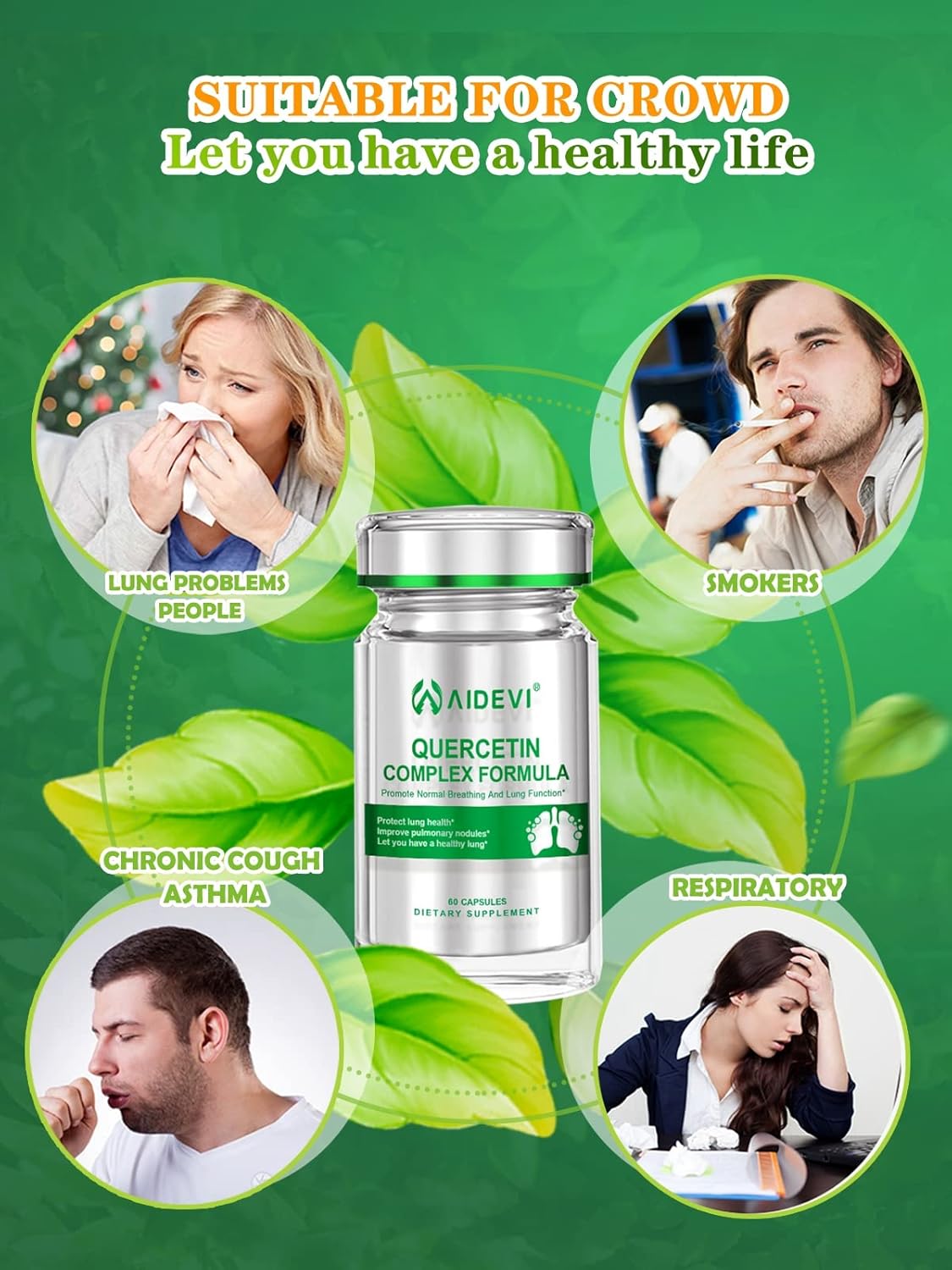 Immune Support & Lung Health Supplement with Quercetin, Bromelain, Vitamin C, & Pteris Multifida Extract - 60 Capsules
