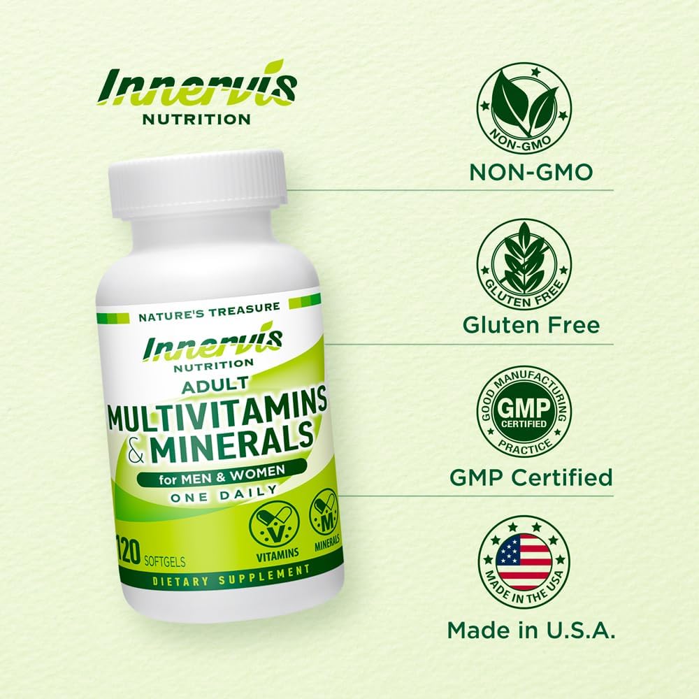 Immune Support Multivitamin & Mineral Supplement for Men and Women - 120 Softgels by INNERVISNUTRITION