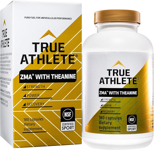Immune Support & Muscle Recovery: True Athlete ZMA with Theanine for Energy Metabolism & Sleep - 180 Capsules