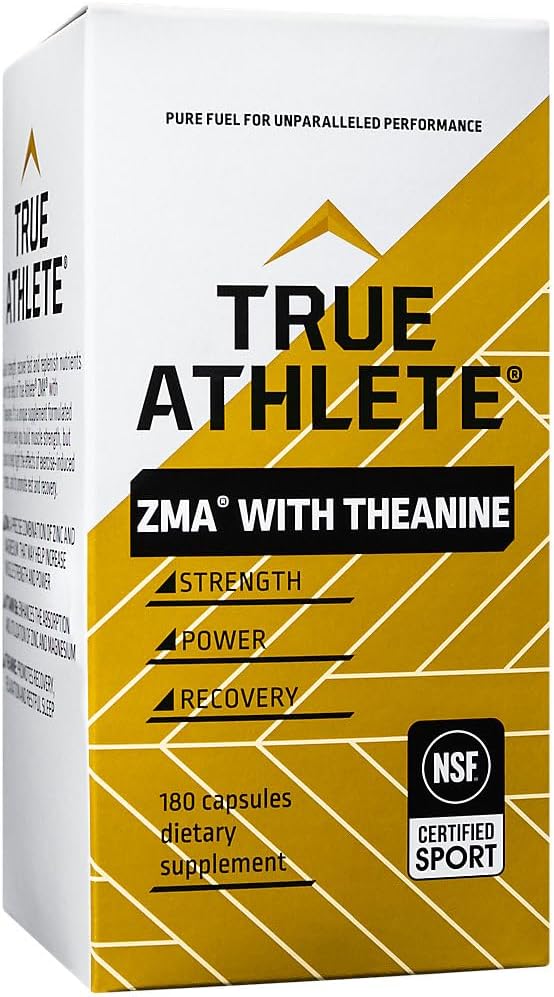 Immune Support & Muscle Recovery: True Athlete ZMA with Theanine for Energy Metabolism & Sleep - 180 Capsules