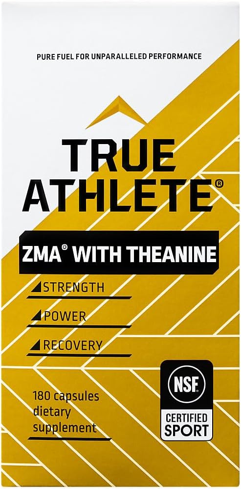 Immune Support & Muscle Recovery: True Athlete ZMA with Theanine for Energy Metabolism & Sleep - 180 Capsules