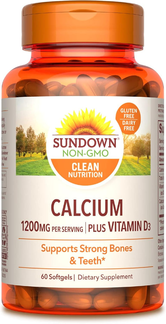 Immune Support: Sundown Calcium 1200 mg with Vitamin D3 for Strong Teeth and Bones - 60 Softgels