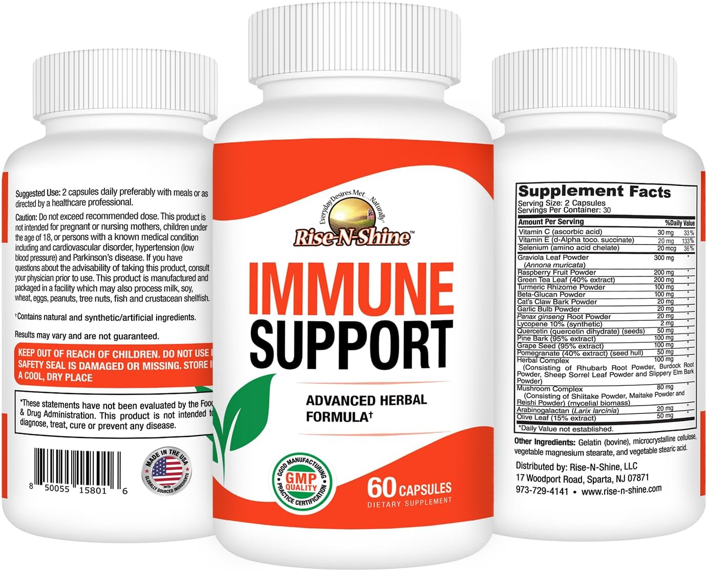 Immune Support Supplement - 60 Count by Rise-N-Shine