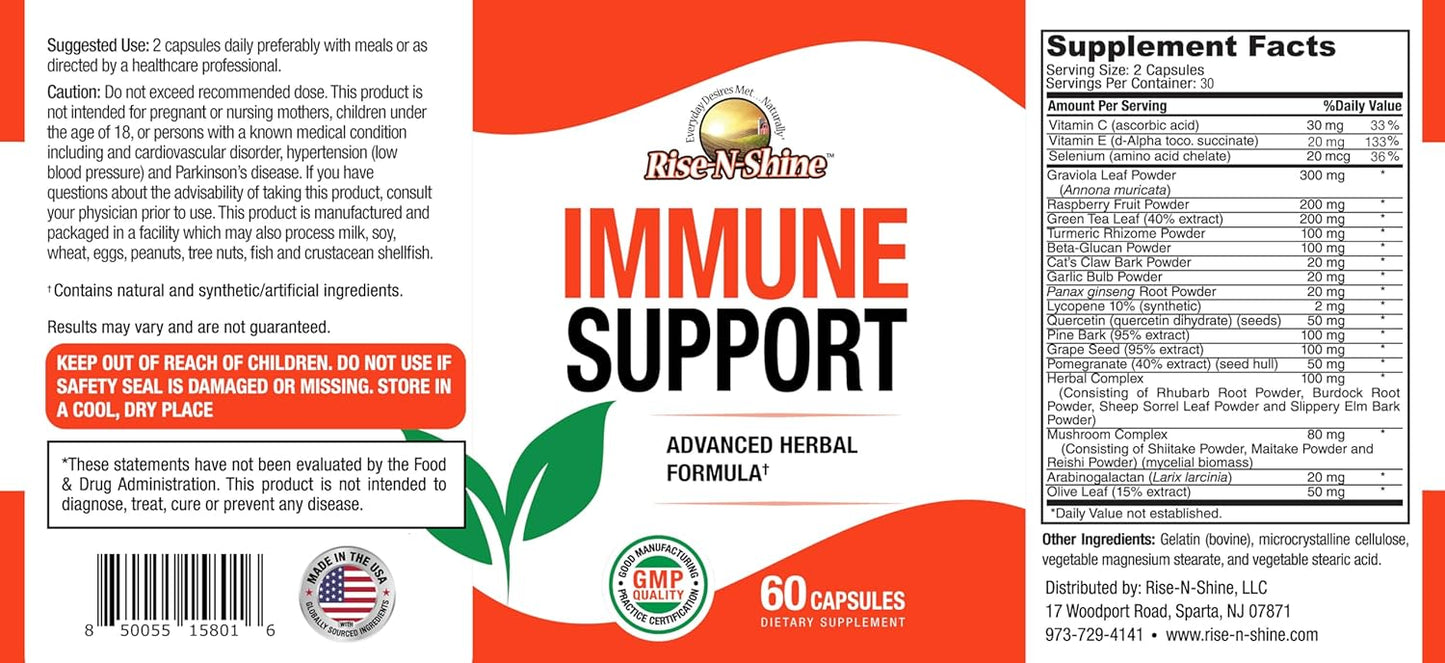 Immune Support Supplement - 60 Count by Rise-N-Shine