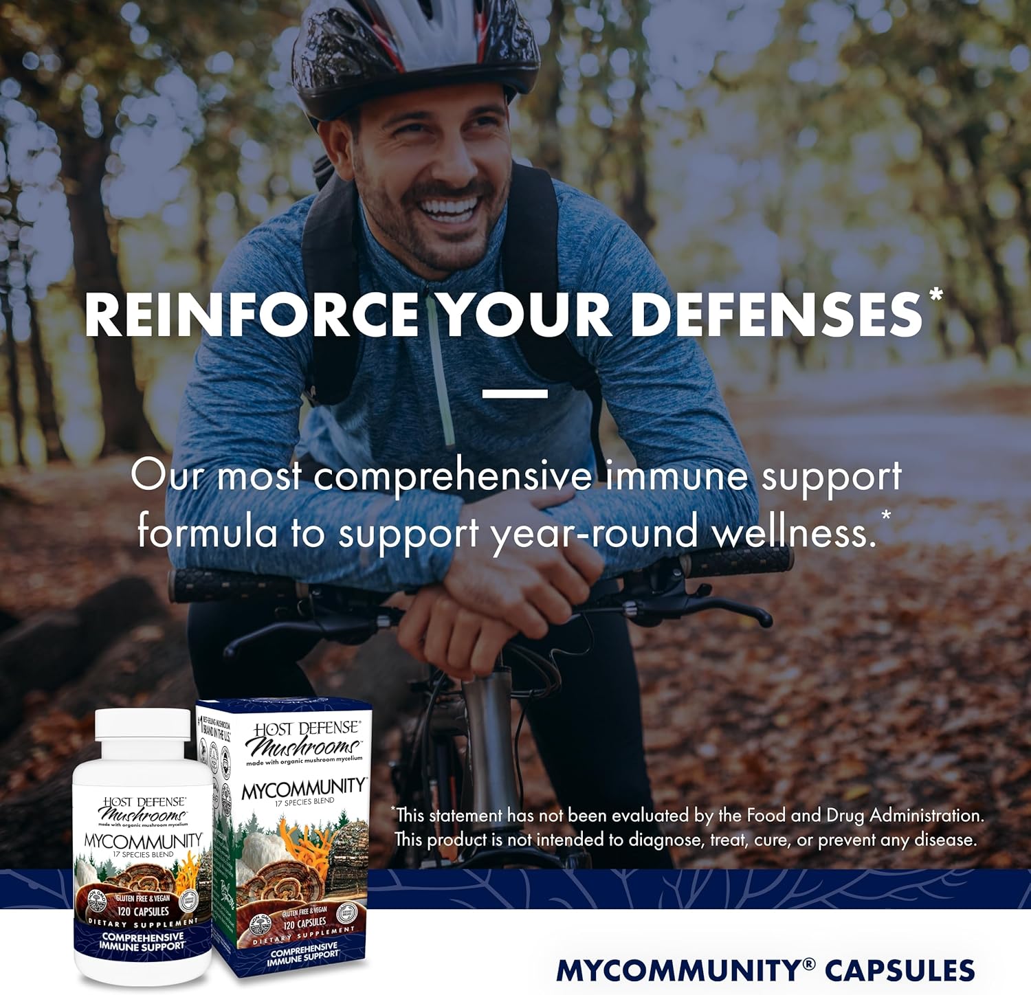 Immune Support Supplement with 17 Mushroom Species - Host Defense MyCommunity Capsules - Herbal Blend with Lion's Mane, Reishi, Chaga, Cordyceps, Turkey Tail - 120 Capsules