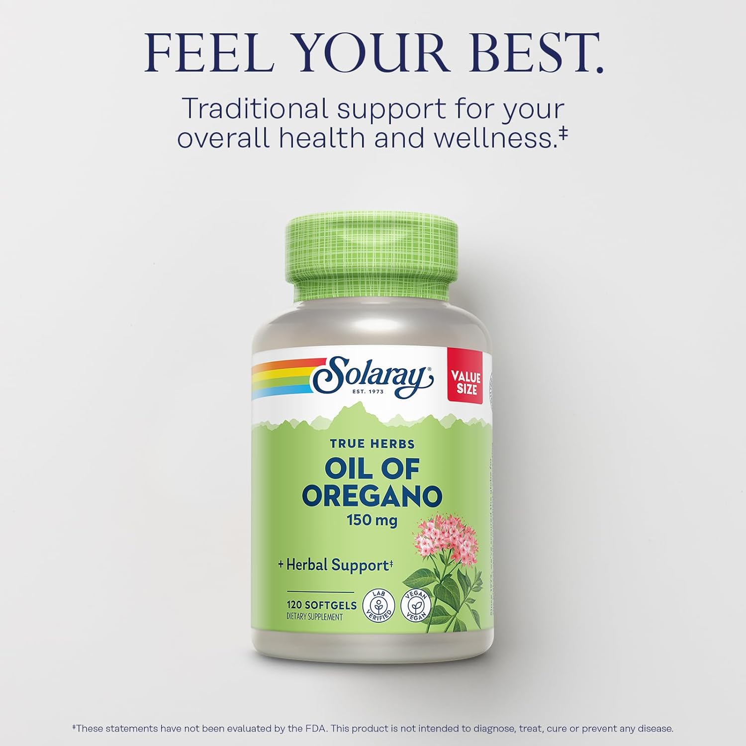 Immune Support Supplement with Oregano Oil, Echinacea, Vitamin C, and Zinc - Vegan Capsules with Bioflavonoids, 60-Day Guarantee - 120ct/180ct
