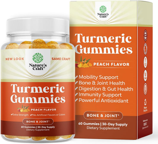 Immune Support Turmeric Gummies with Black Pepper for Joint Health and Skin Care