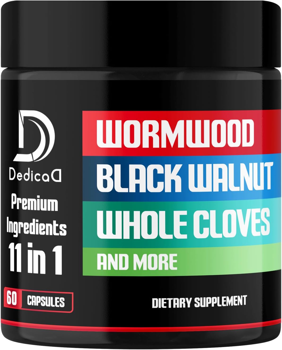 Immune System & Digestion Health Supplement - Wormwood Capsules with 11 Ingredients including Black Walnut, Cloves, Turmeric, Apple, Berberine HCl - 60 Capsules