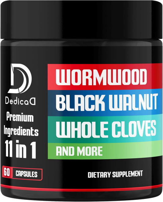 Immune System & Digestion Health Supplement - Wormwood Capsules with 11 Ingredients including Black Walnut, Cloves, Turmeric, Apple, Berberine HCl - 60 Capsules