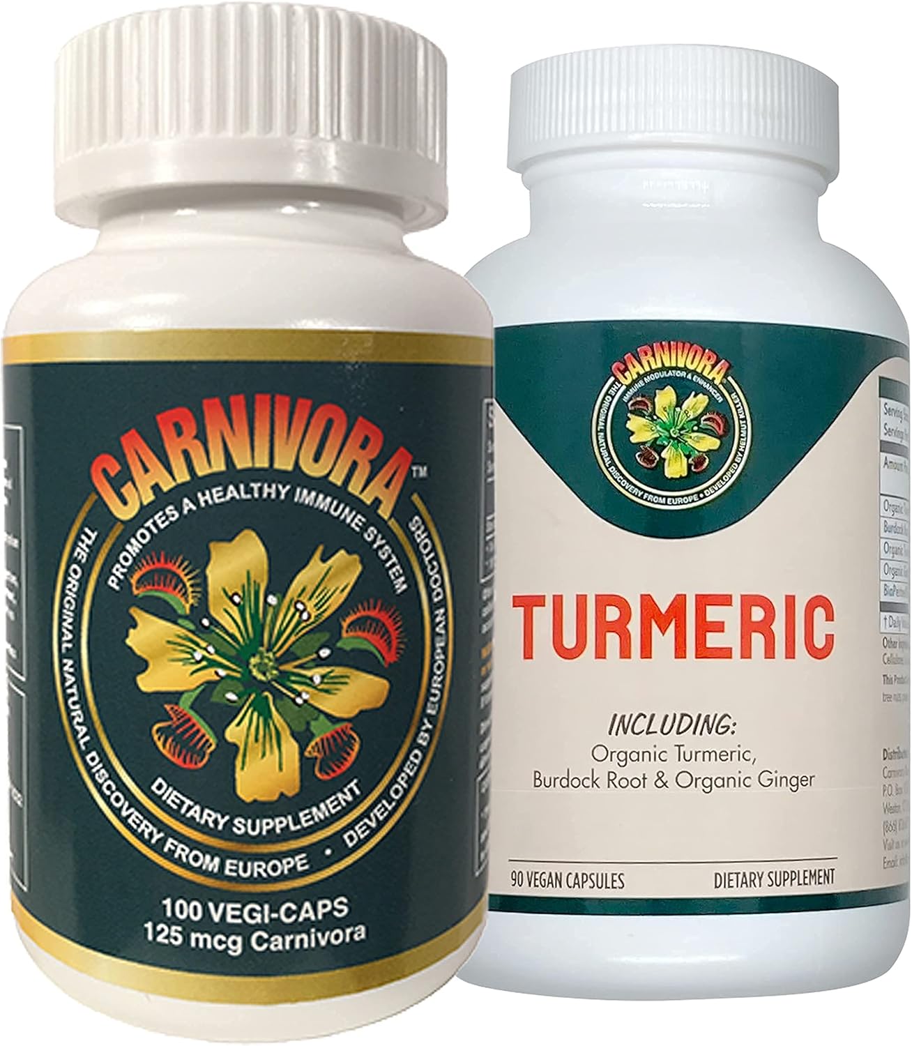 Immune System Support Bundle: Carnivora Vegi Caps + Turmeric for Joint and Digestive Health (2 Bottles)