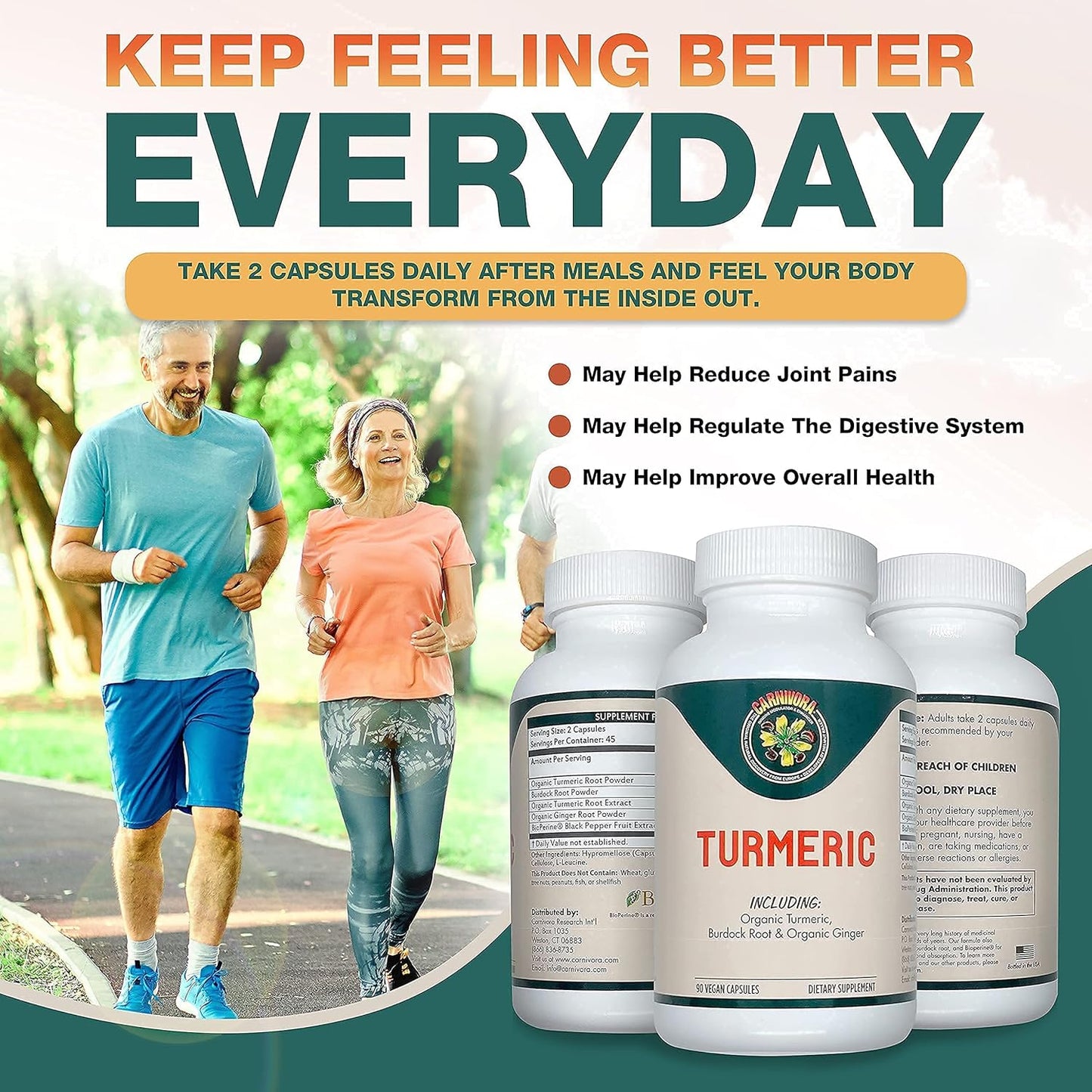 Immune System Support Bundle: Carnivora Vegi Caps + Turmeric for Joint and Digestive Health (2 Bottles)