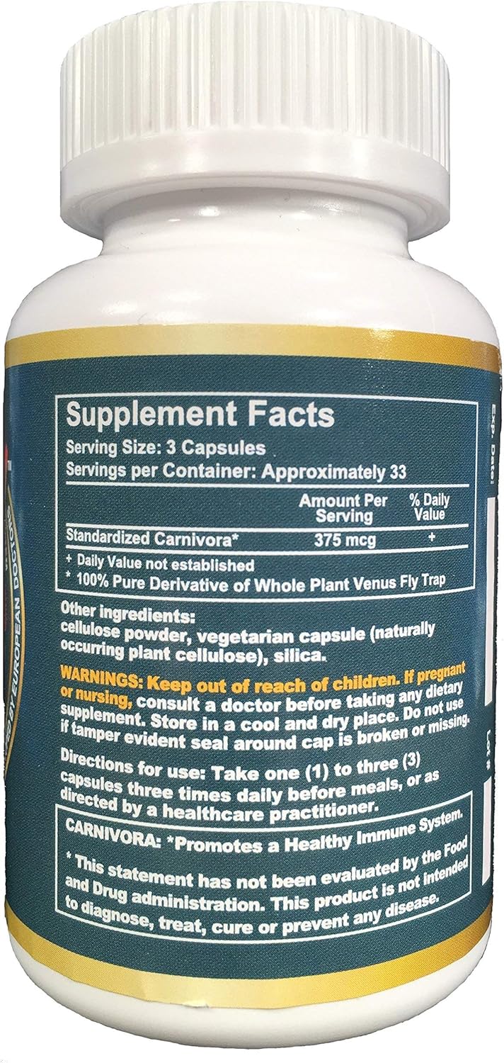 Immune System Support Capsules - Vegan, Gluten-Free Carnivora Vegi-Caps (100 Capsules)
