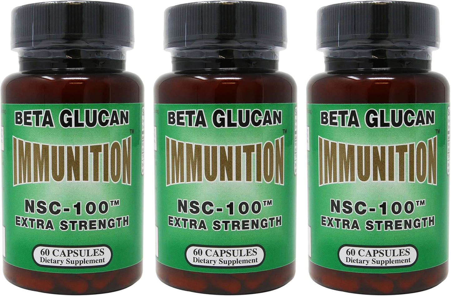 Immunition NSC 100 Extra Strength MG Beta Glucan Supplement - 60 Count (3 Pack) for Nutritional Support
