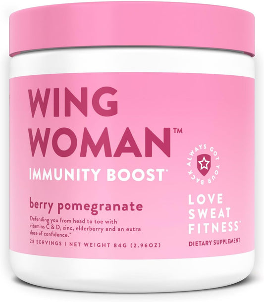 Immunity Boost Powder - Wing Woman Berry Pomegranate - Vegan, No Sugar, Gluten Free, Non-GMO - 28 Servings