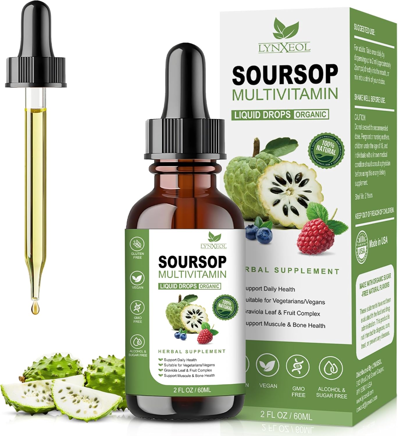 Immunity Boosting Soursop Bitters Liquid Drops for Liver Health & Antioxidant Support - 2 Fl Oz