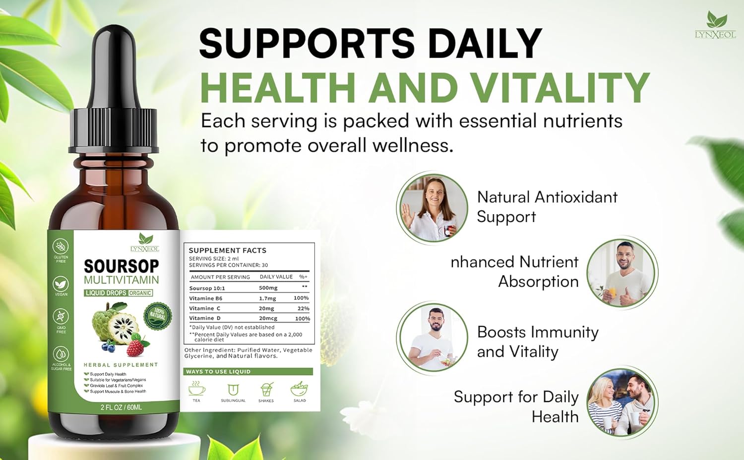 Immunity Boosting Soursop Bitters Liquid Drops for Liver Health & Antioxidant Support - 2 Fl Oz