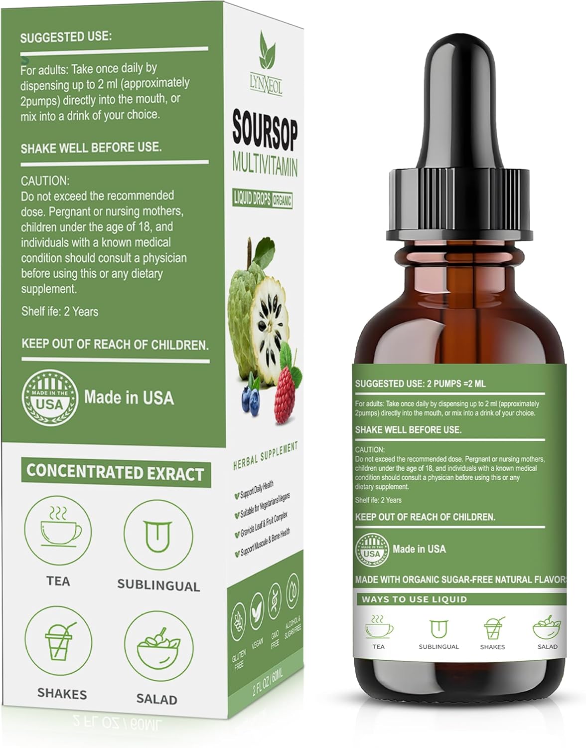 Immunity Boosting Soursop Bitters Liquid Drops for Liver Health & Antioxidant Support - 2 Fl Oz