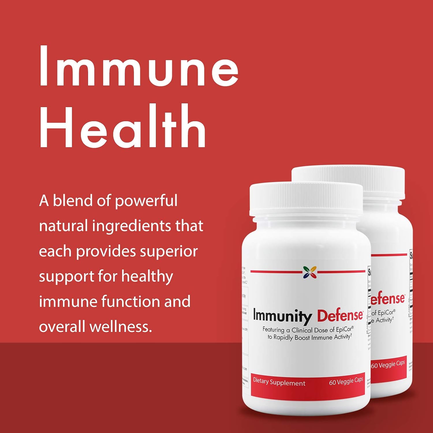 Immunity Defense Supplement with EpiCor, Vitamin C, D, Mushroom Complex - 60 Vcaps
