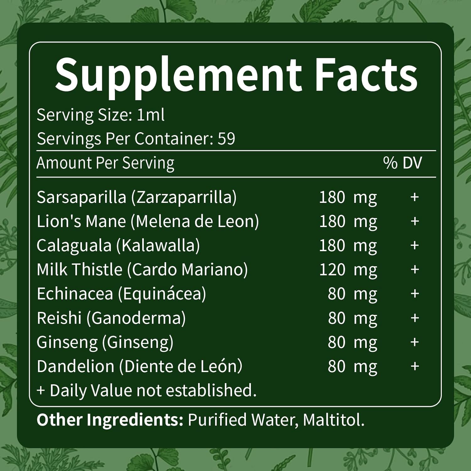 Immunity & Detox Drops with Sarsaparilla, Kalawalla Root, and Lion's Mane - Natural Herbal Support Formula - 2oz