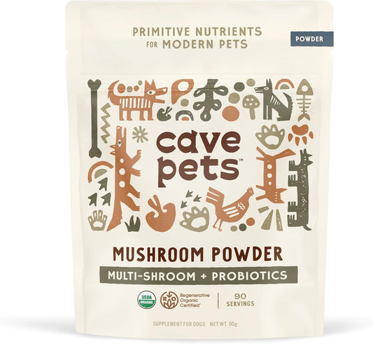 Immunity & Digestive Health Support Dog Probiotic Powder with Multi-Shroom Blend - 90 Servings
