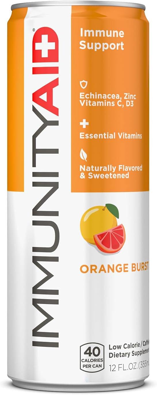 IMMUNITYAID Wellness Blend: Echinacea, Zinc, Astragalus, Vitamin C, Vegan, Gluten-Free, 45 Cal, 12oz cans