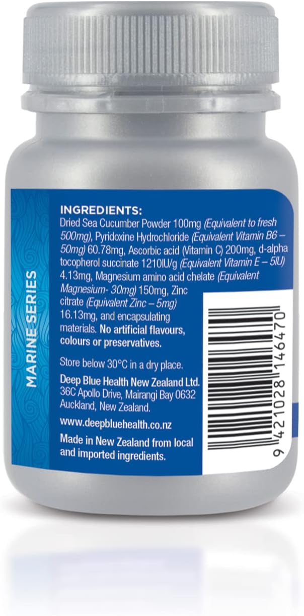 Immuno 5+ Sea Cucumber Capsules for Immunity Support - With Vitamin B6, Vitamin C, Zinc, and Magnesium - 90 Veg Caps