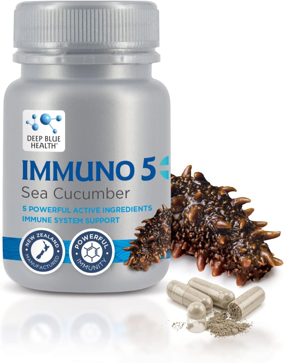 Immuno 5+ Sea Cucumber Capsules for Immunity Support - With Vitamin B6, Vitamin C, Zinc, and Magnesium - 90 Veg Caps