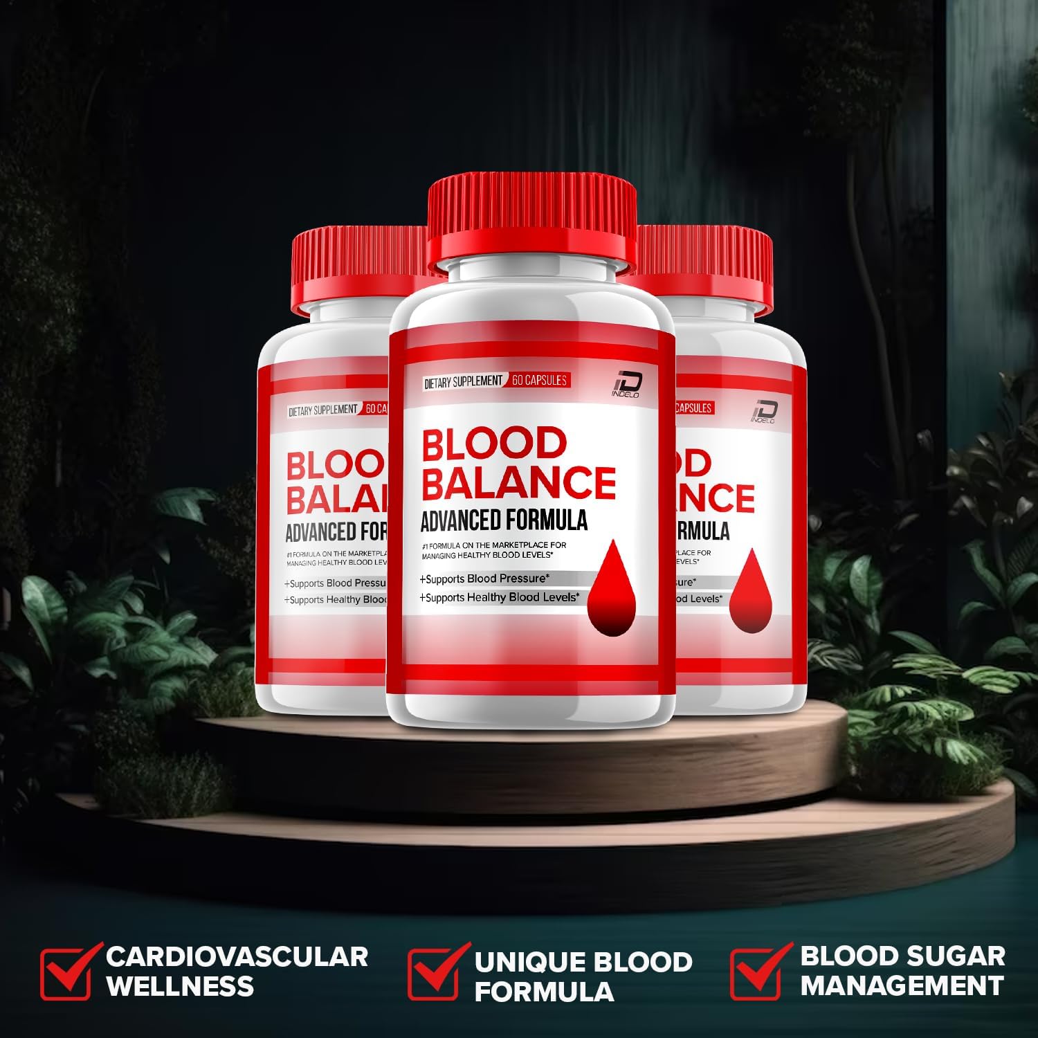 Indelo Blood Balance Capsules - All Natural Maximum Strength Supplement for Healthy Blood Levels - 60 Capsules