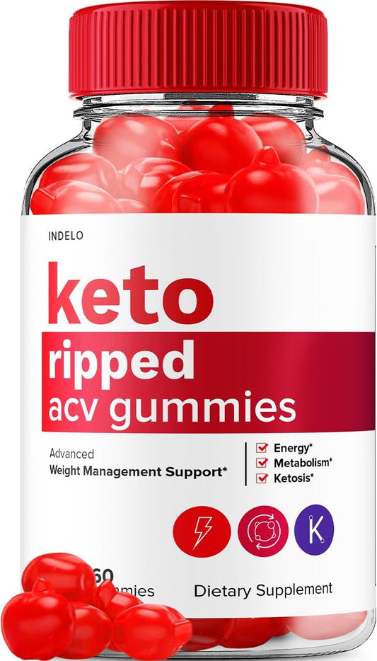 Indelo Keto Ripped ACV Gummies - Advanced Weight Management Supplement with Apple Cider Vinegar - Extra Strength (60 Gummies)