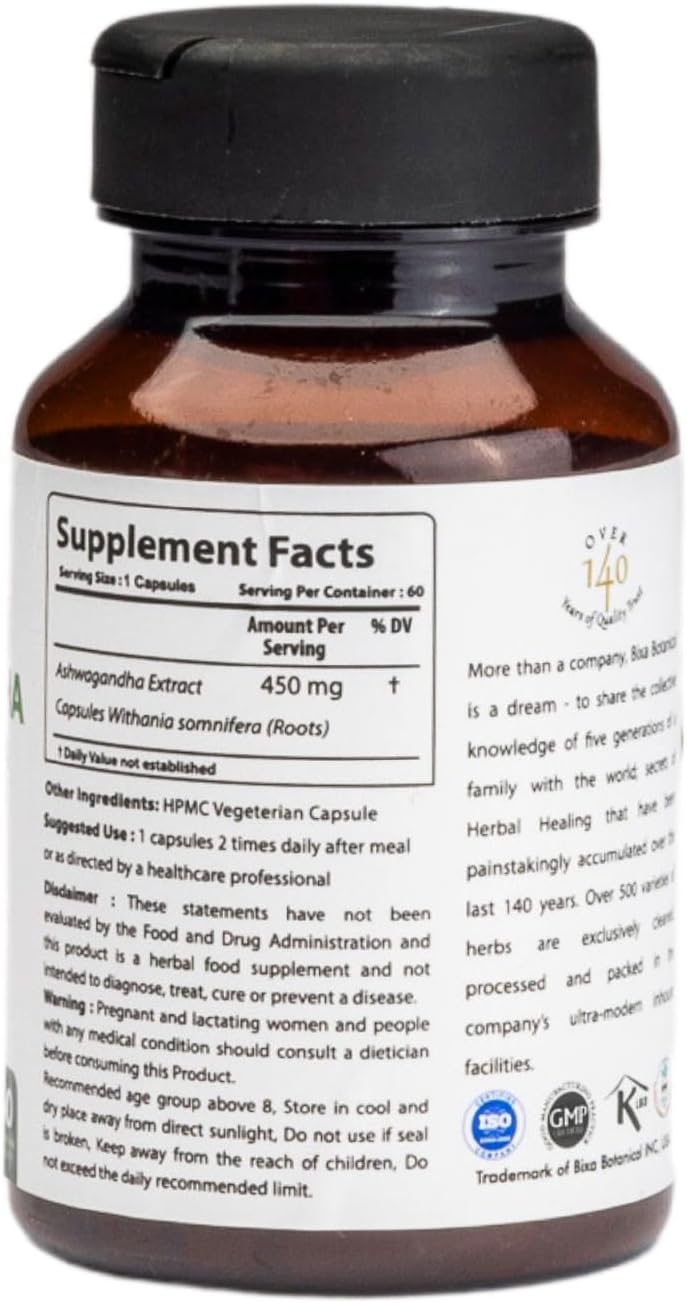 Indian Ginseng Herbal Supplement with Ashwagandha Extract for Energy & Immunity- 60 Count Pack