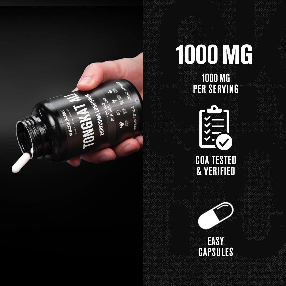 Indonesian Tongkat Ali 200:1 Extract Capsules for Men - Vitality and Energy Support Formula for Mood and Recovery - 120 Caps